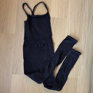 Free People Charcoal Ribbed Jumpsuit